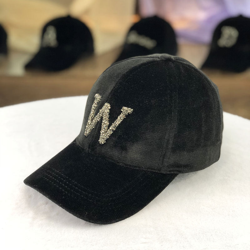 Letter Gold Velvet Baseball Cap