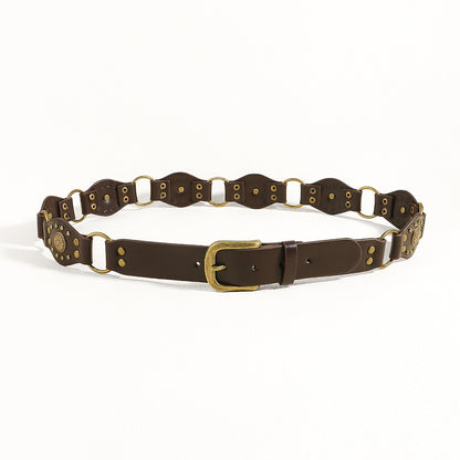Vintage Riveted Metal Buckle Belt
