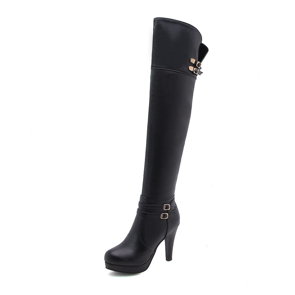 Wine Cup Heel High Platform Over The Knee Boots