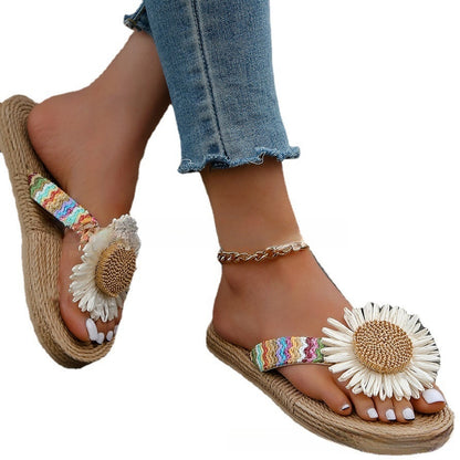 Woven Herringbone Flip-flop Slippers