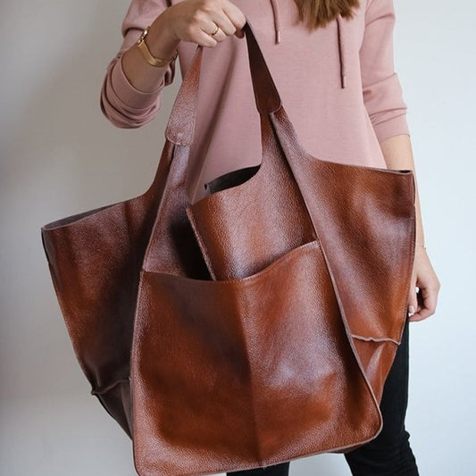 Simple Big Bag Soft Leather Shoulder Hand-held Tote