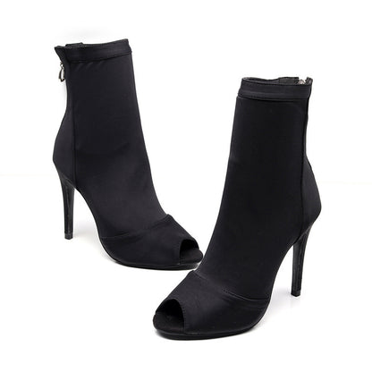 Black Elastic Latin Dance Heels