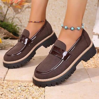 Matte Chunky Heel Platform Loafers