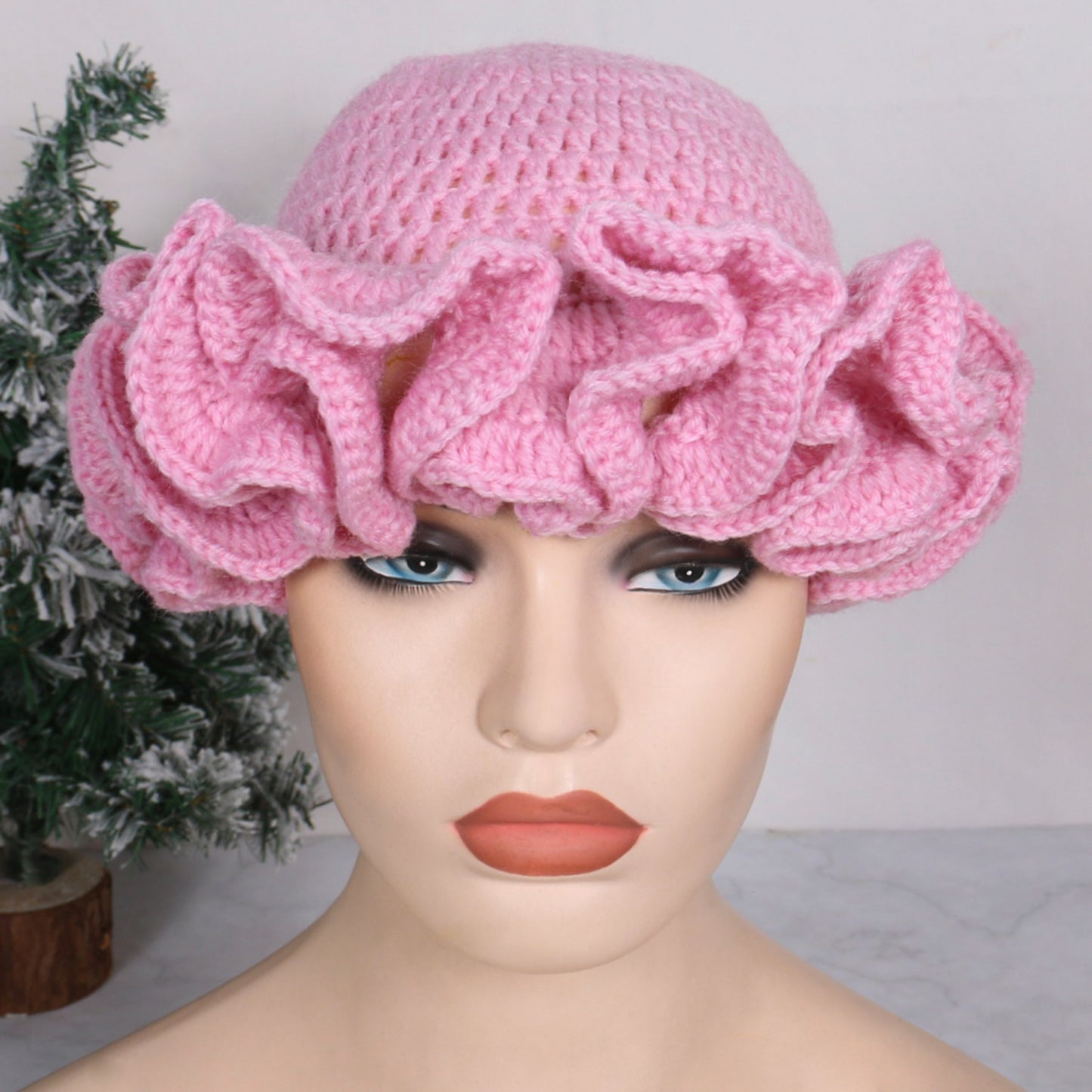 Knitted Lace Bamboo Ruffled Hats