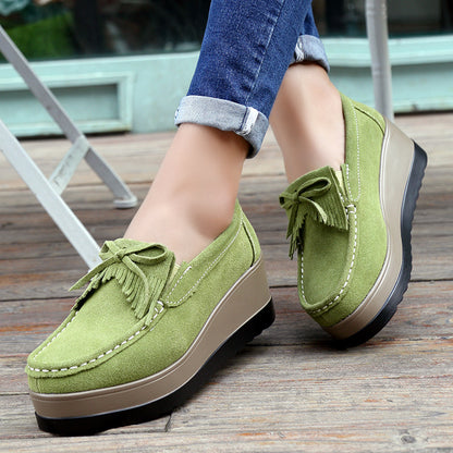 Tassel Bow Thick Bottom Wedge Shoes
