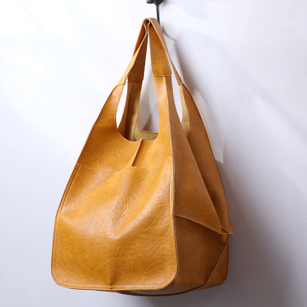 Simple Big Bag Soft Leather Shoulder Hand-held Tote