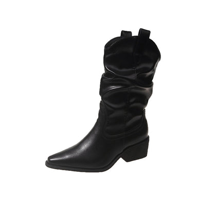 Pointed Chunky Heel Western Cowboy Boots
