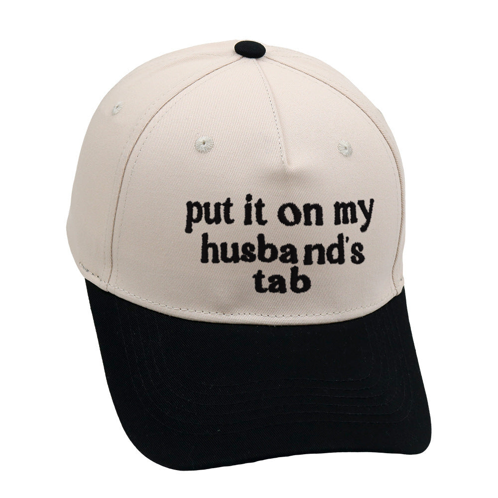 Put It On My Husbands Tab Trucker Embroidery Baseball Cap