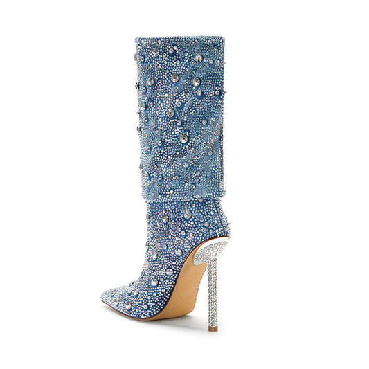 Jewel Pointy Heel Boots