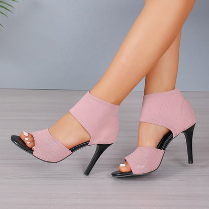 Fish Mouth Hollow Wide Strap Heels
