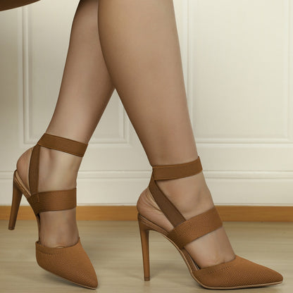 Closed Toe Elastic Band Stretch Pointed High Heels