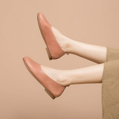 Cowhide Solid Slip-on Flat Shoes