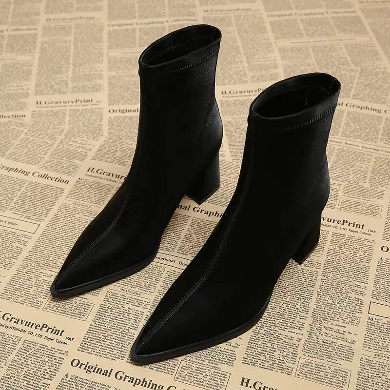 Stretch Suede Pointed Martin Boots