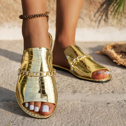 Pattern Chains Fish Mouth Slippers