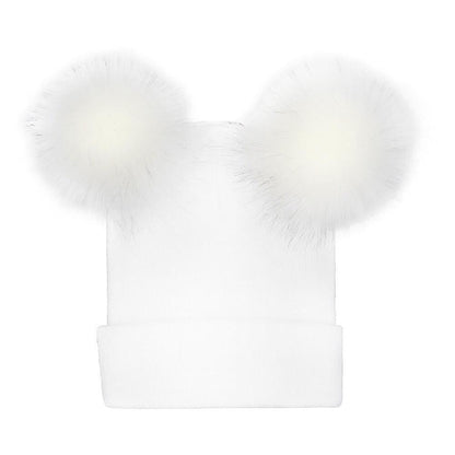 DOUBLE POM POM KNITTED HAT