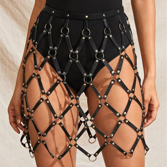 Body Cage Harness Hollow Out Leather Belt