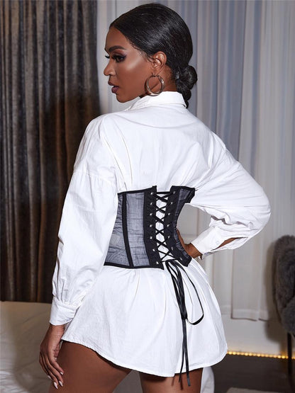 Mesh Lace Up Back Corset Belt