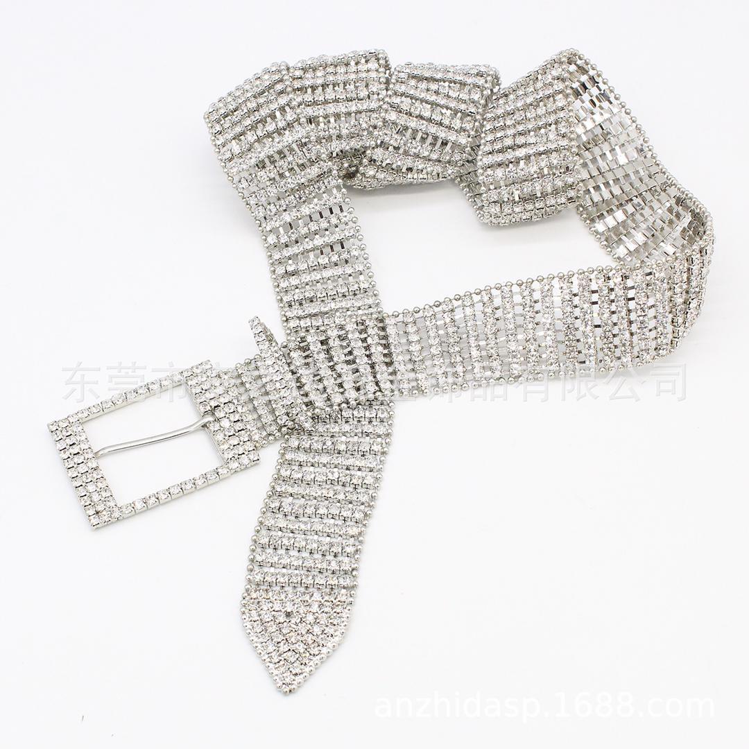 Allover Rhinestone Bling Waist Buckled Belt