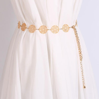 Textured Coin Charm Waist Belts
