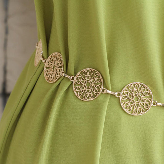 Textured Coin Charm Waist Belts