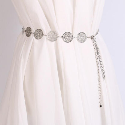 Textured Coin Charm Waist Belts