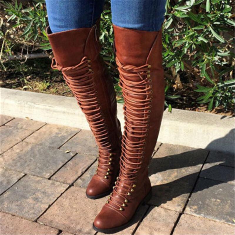 Lace-up Studded Side Zipper Boots