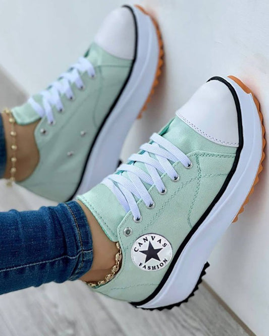 Lace-up Platform Canvas Shoes