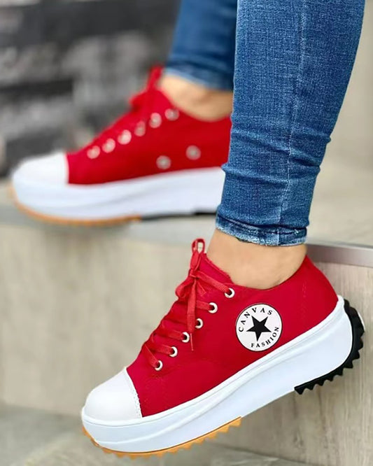 Lace-up Platform Canvas Shoes