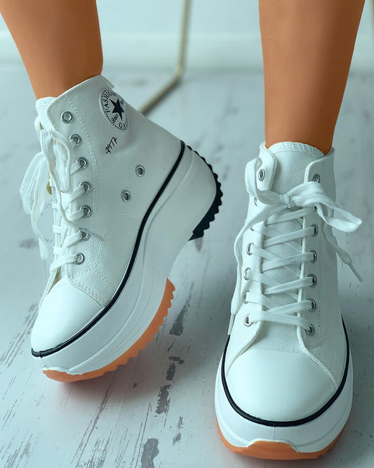 High Top Lace-up Platform Canvas Sneaker