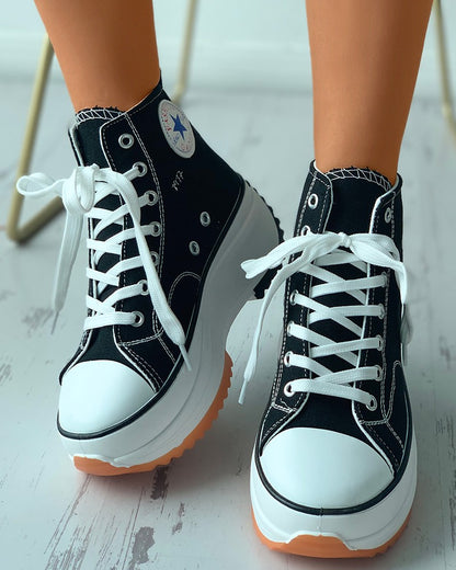 High Top Lace-up Platform Canvas Sneaker